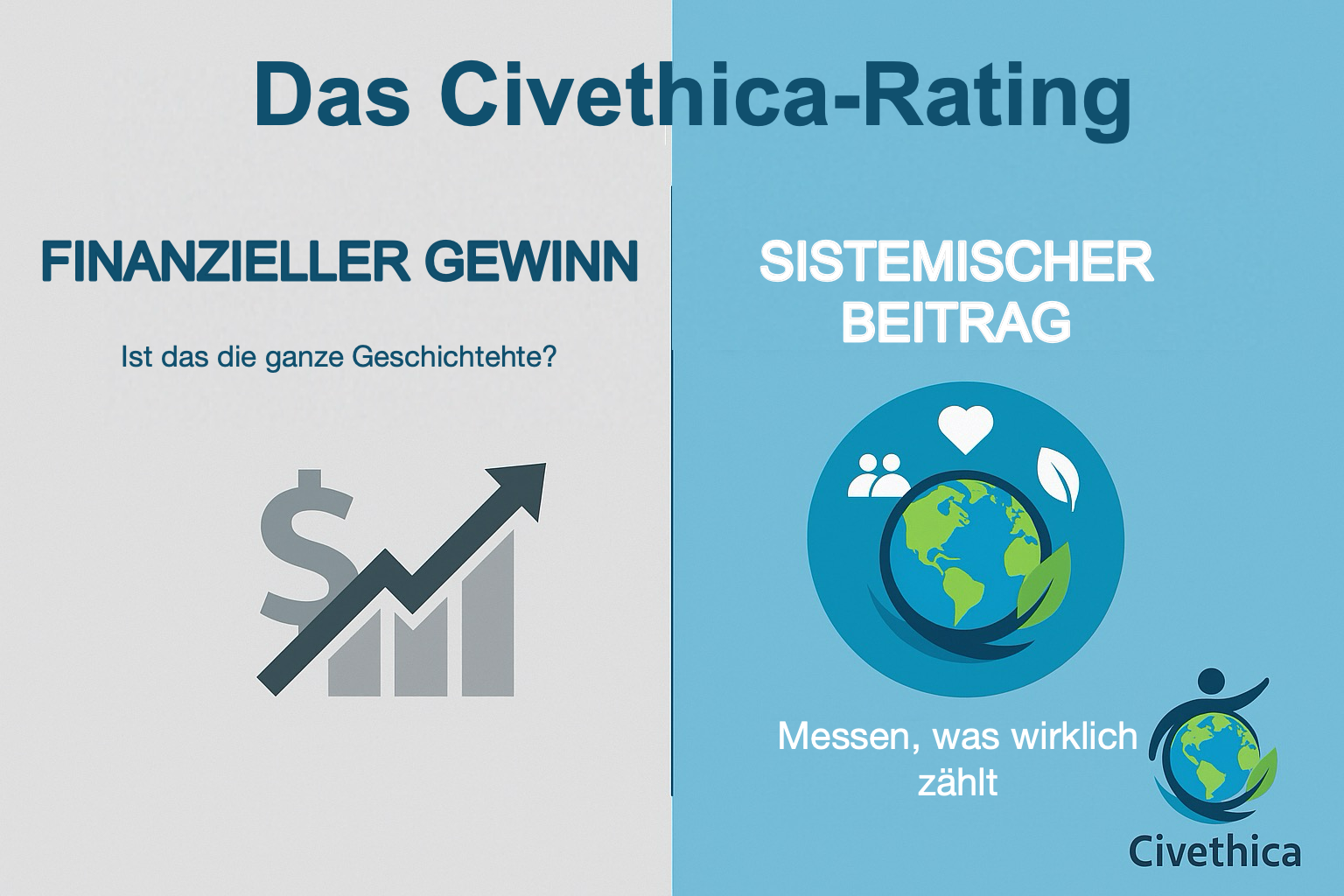 Das Civethica-Rating-Konzept: ein Wandel von der eindimensionalen BIP-Wachstumsmetrik, die zur Umweltzerstörung führt, zu einem mehrdimensionalen Index, der die Gesundheit des Planeten, der Gesellschaft und des Einzelnen bewertet.